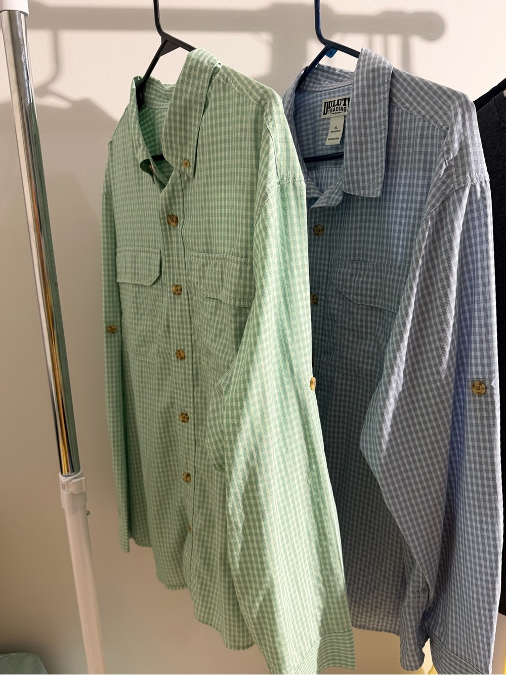 Duluth Trading Mens Vented Plaid Shirt XL Nylon Outdoor Fishing Hike set of 2